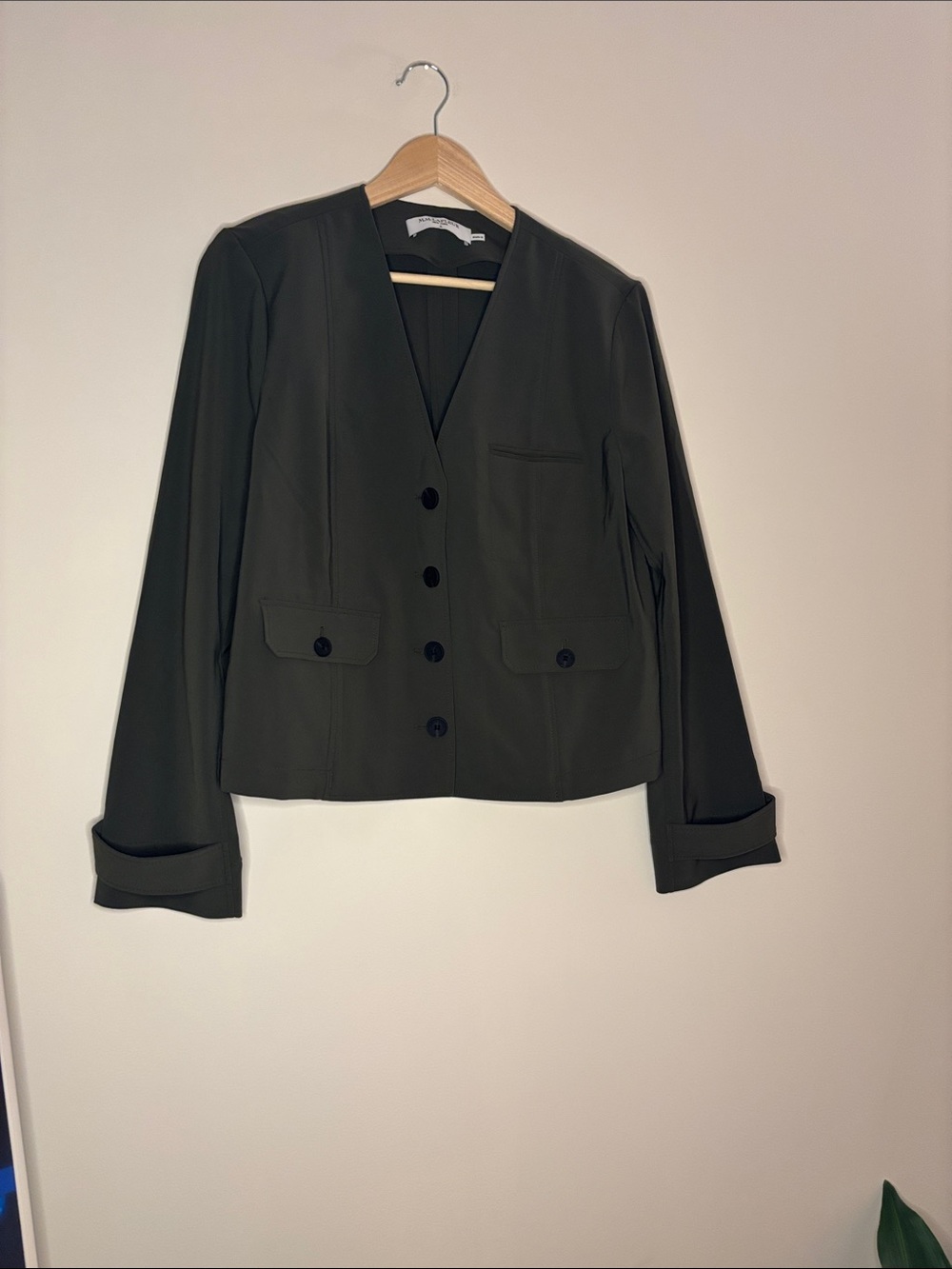 MM Lafleur Dark Olive Button-Front Blazer